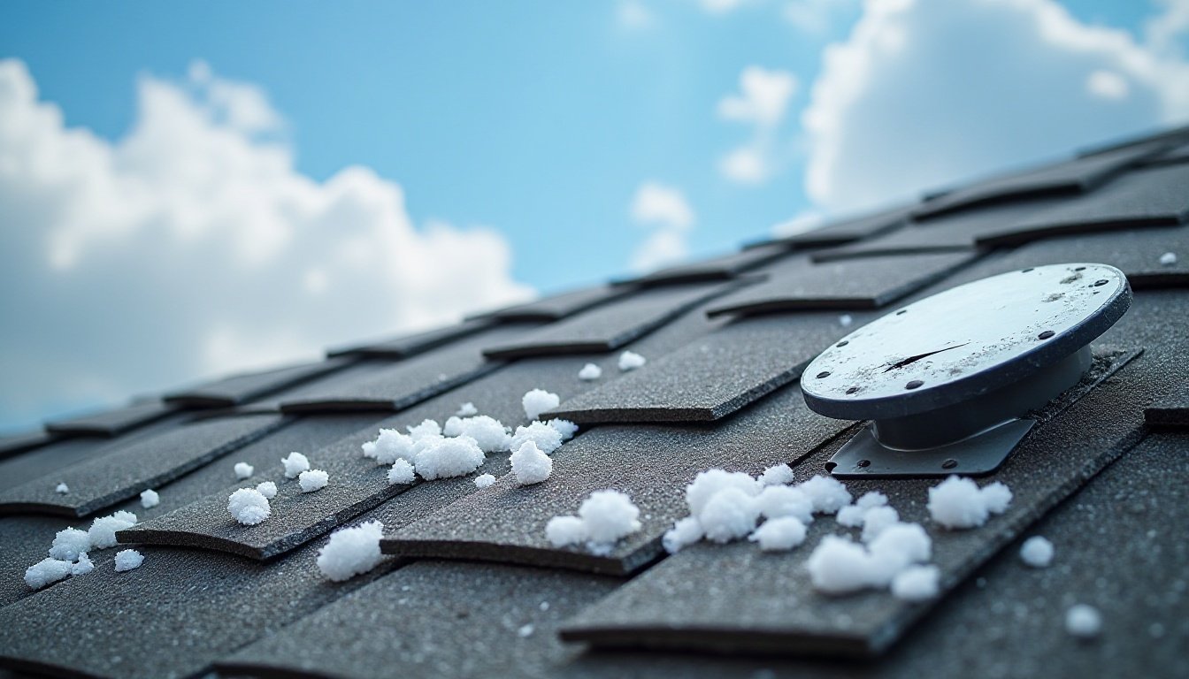 Hail on shingles after a storm